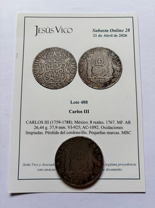 8 Reales 1767 (MBC-) México Carlos III