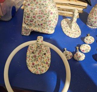 Conjunto baño: espejo, repisa y accesorios