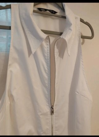 Vestido ZARA blanco cremallera cuello