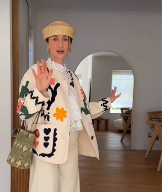 Chaqueta Zara Algodón Bordada Talla M