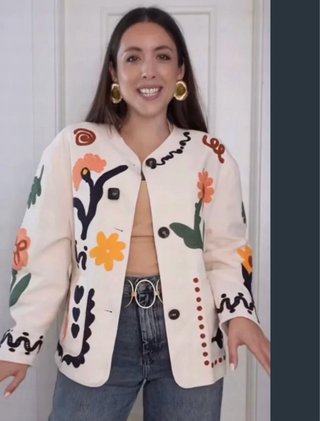Chaqueta Zara Algodón Bordada Talla M