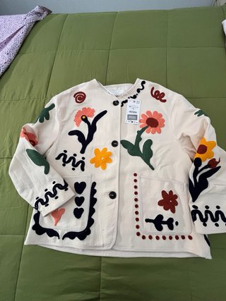 Chaqueta Zara Algodón Bordada Talla M