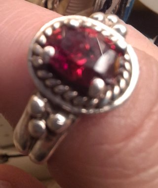 Anillo Plata Piedra Roja Ovalada