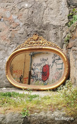 Antiguo Espejo Francés Dorado