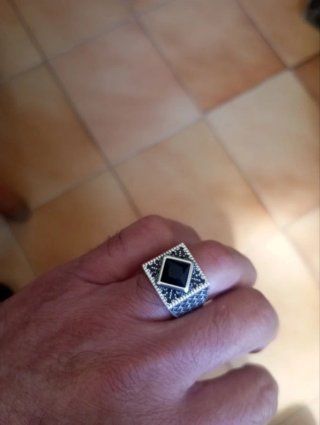 Anillo Plata S925 Ágata Negra