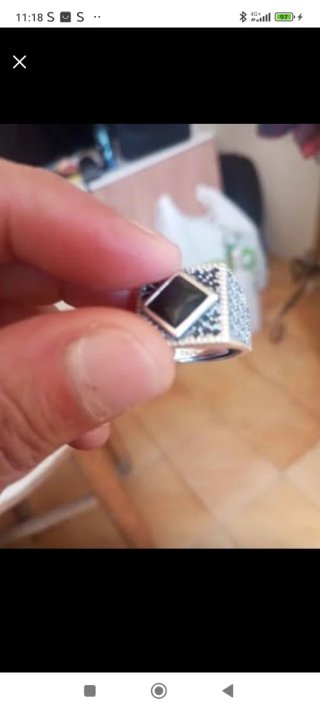 Anillo Plata S925 Ágata Negra