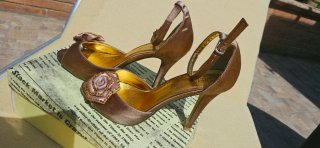 Scarpe raso tacco 11 cm con fiore