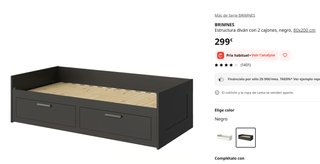 Estructura Diván IKEA BRIMNES Negro + 2 Cajones