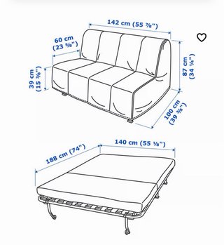 Sofá cama Ikea 135cm