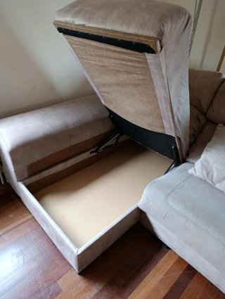 Sofá chaise longue 3 plazas beige