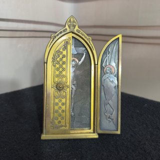 Tríptico bronce religioso S. XIX