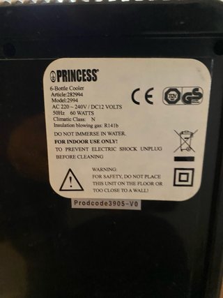 Nevera vinos Princess 6 botellas