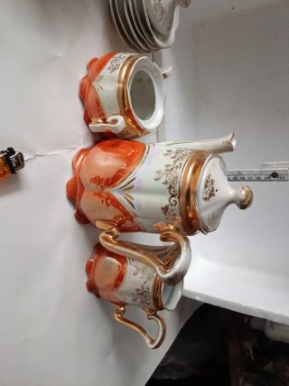 Servizio Tazze Porcellana Vintage Arancio