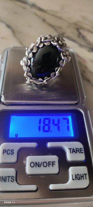 Anillo Plata Flor Onix Negro