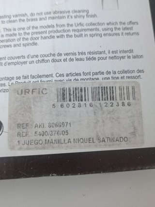4 Manillas URFIC Acero Inoxidable