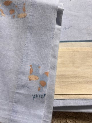 Juego Sábanas Cama 90 Azul y Beige