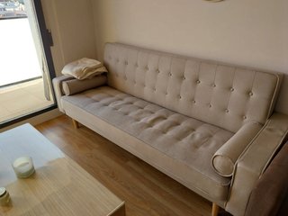 Sofá Cama Beige Tela