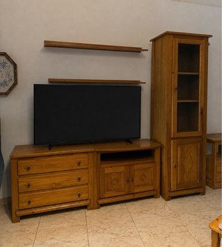 Mueble TV madera y cristal