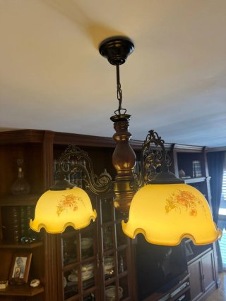 Lámpara de salón madera y metal