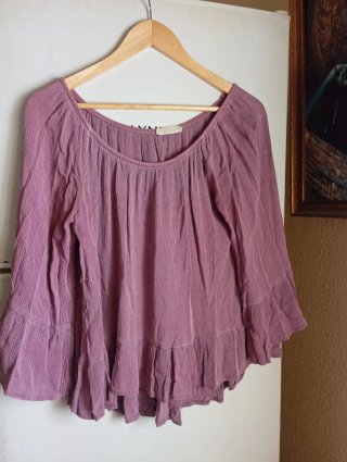 Blusa rosa manga acampanada talla única