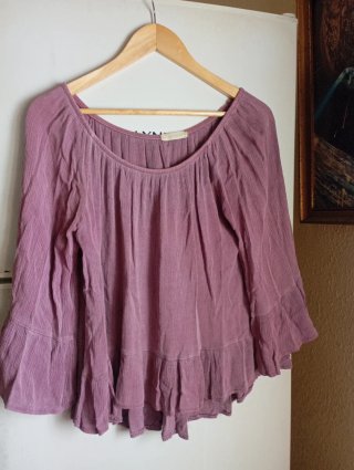 Blusa rosa manga acampanada talla única