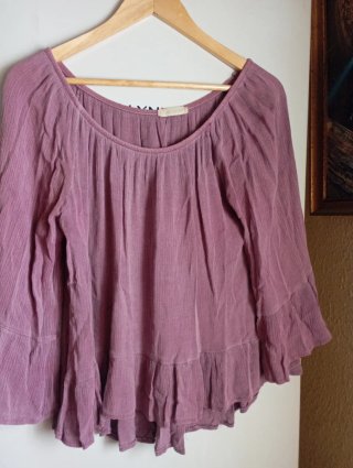 Blusa rosa manga acampanada talla única