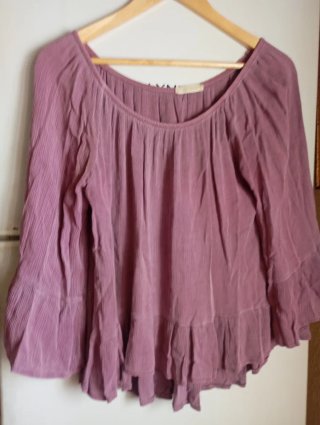 Blusa rosa manga acampanada talla única