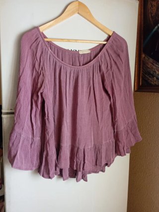 Blusa rosa manga acampanada talla única