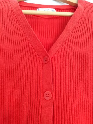 Cardigan Mango canalé rojo Talla S