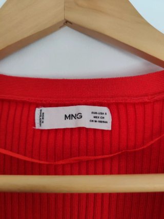 Cardigan Mango canalé rojo Talla S