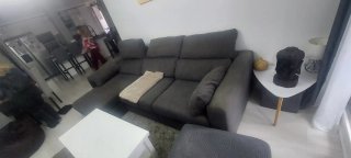 Chaiselongue gris de tela