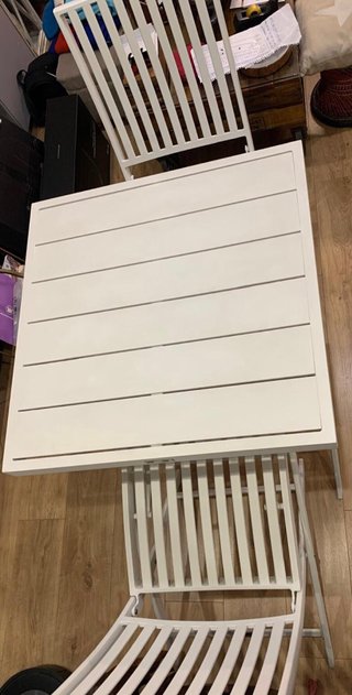 Conjunto Habitat mesa y 2 sillas aluminio blanco