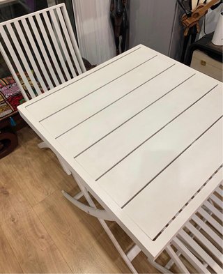 Conjunto Habitat mesa y 2 sillas aluminio blanco