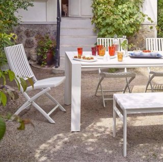 Conjunto Habitat mesa y 2 sillas aluminio blanco