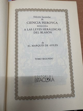Libro Ciencia Heroyca Leyes heraldicas del blasón