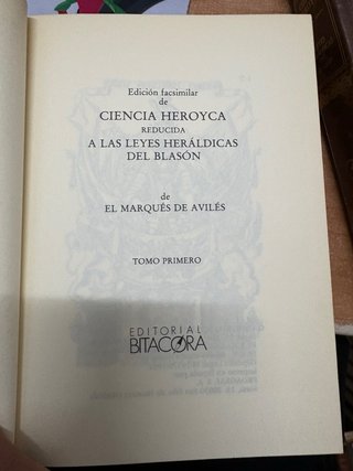 Libro Ciencia Heroyca Leyes heraldicas del blasón