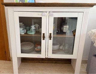 Mueble Vitrina Blanco y Madera