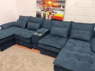 Sofá Chaiselongue Azul Tela