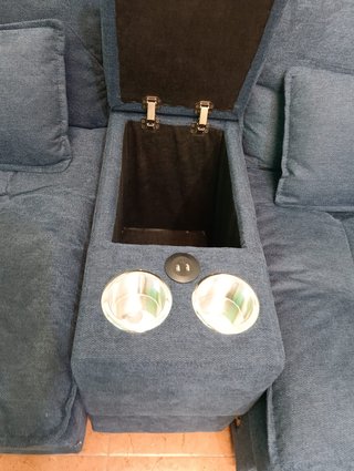 Sofá Chaiselongue Azul Tela