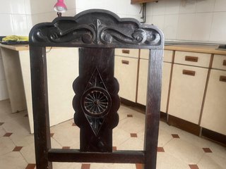 Juego de 2 sillas vintage madera y piel