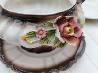 Sopera Vintage Cerámica Italiana Flores Rosa