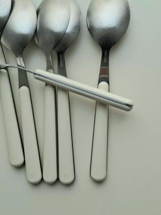 Set 6 Cucchiai Acciaio Inox Manico Bianco