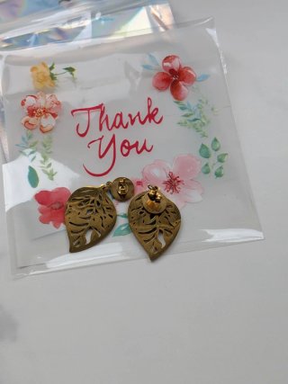 Pendientes Acero Inoxidable Hoja Dorados