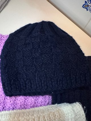 Lote gorro y bufandas niña morado y negro