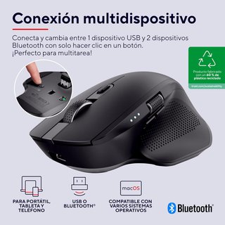 Ratón Inalámbrico Ozaa+ Multidispositivo Negro