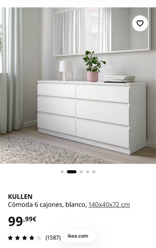 Cómoda IKEA Kullen 6 cajones blanca