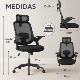 Silla oficina ergonómica malla + ruedas silicona
