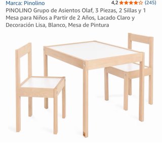Mesa y sillas madera niños Pinolino
