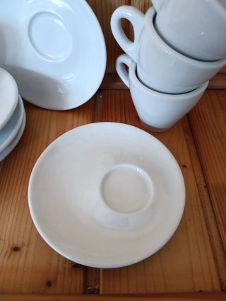 Juego 5 Tazas Café ceramica Blanca