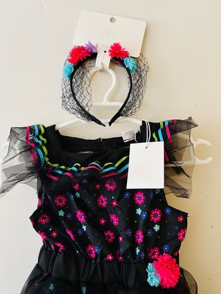 DISFRAZ CATRINA ZARA + DIADEMA TALLA 3-4 AÑOS